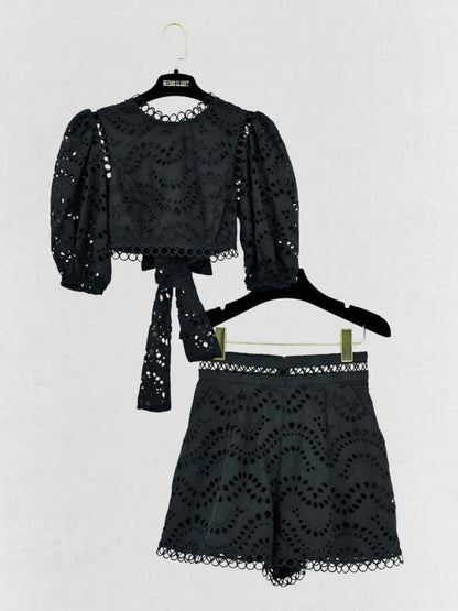 Pre - loved ZIMMERMANN Black Wave Size Small Outfit Set at Reems Closet