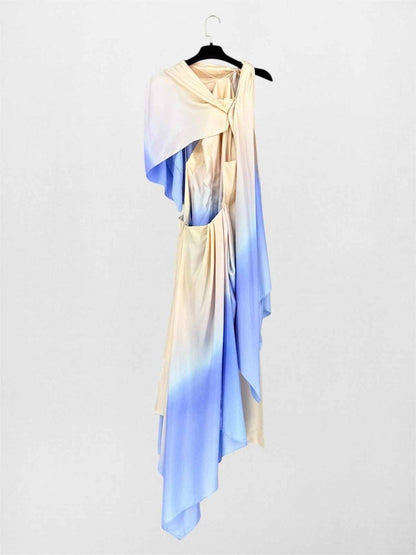 Pre-loved ZIMMERMANN Blue & Peach Size Large Short Dress at Reems Closet
