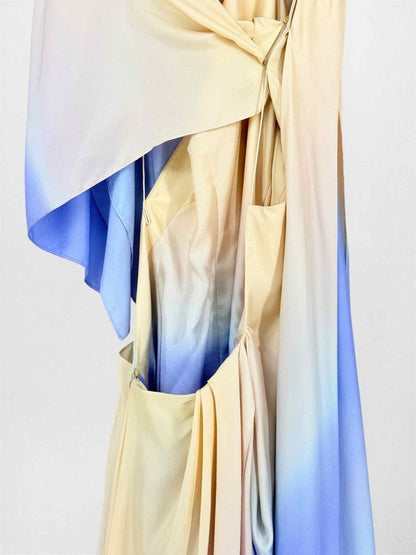Pre-loved ZIMMERMANN Blue & Peach Size Large Short Dress at Reems Closet