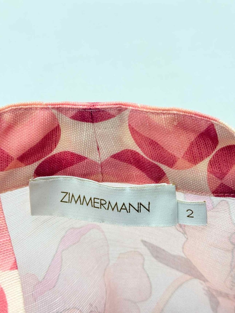 Pre-loved ZIMMERMANN Concert Pink Floral Size Medium Blouse at Reems Closet