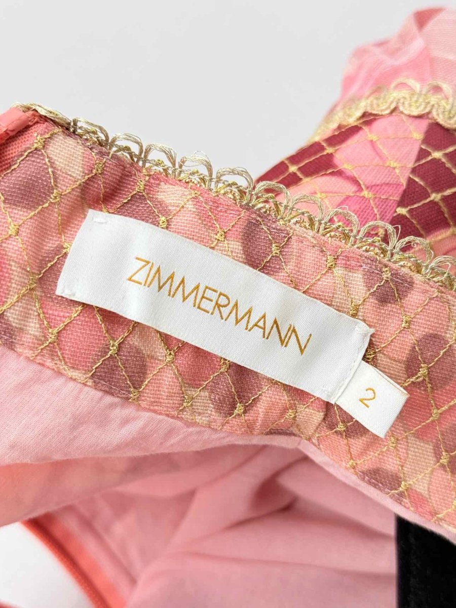 Pre-loved ZIMMERMANN Concert Pink Floral Size Medium Short Dress at Reems Closet