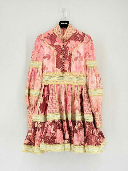 Pre-loved ZIMMERMANN Concert Pink Floral Size Medium Short Dress at Reems Closet
