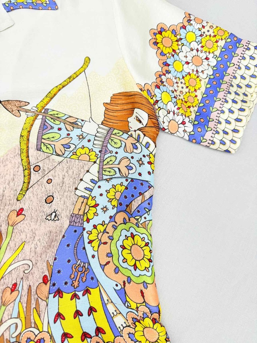 Pre - loved ZIMMERMANN Cream Multicolor Printed Size US 8 Shirt at Reems Closet