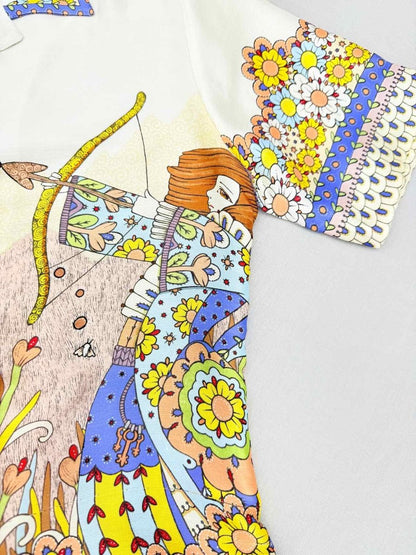 Pre - loved ZIMMERMANN Cream Multicolor Printed Size US 8 Shirt at Reems Closet