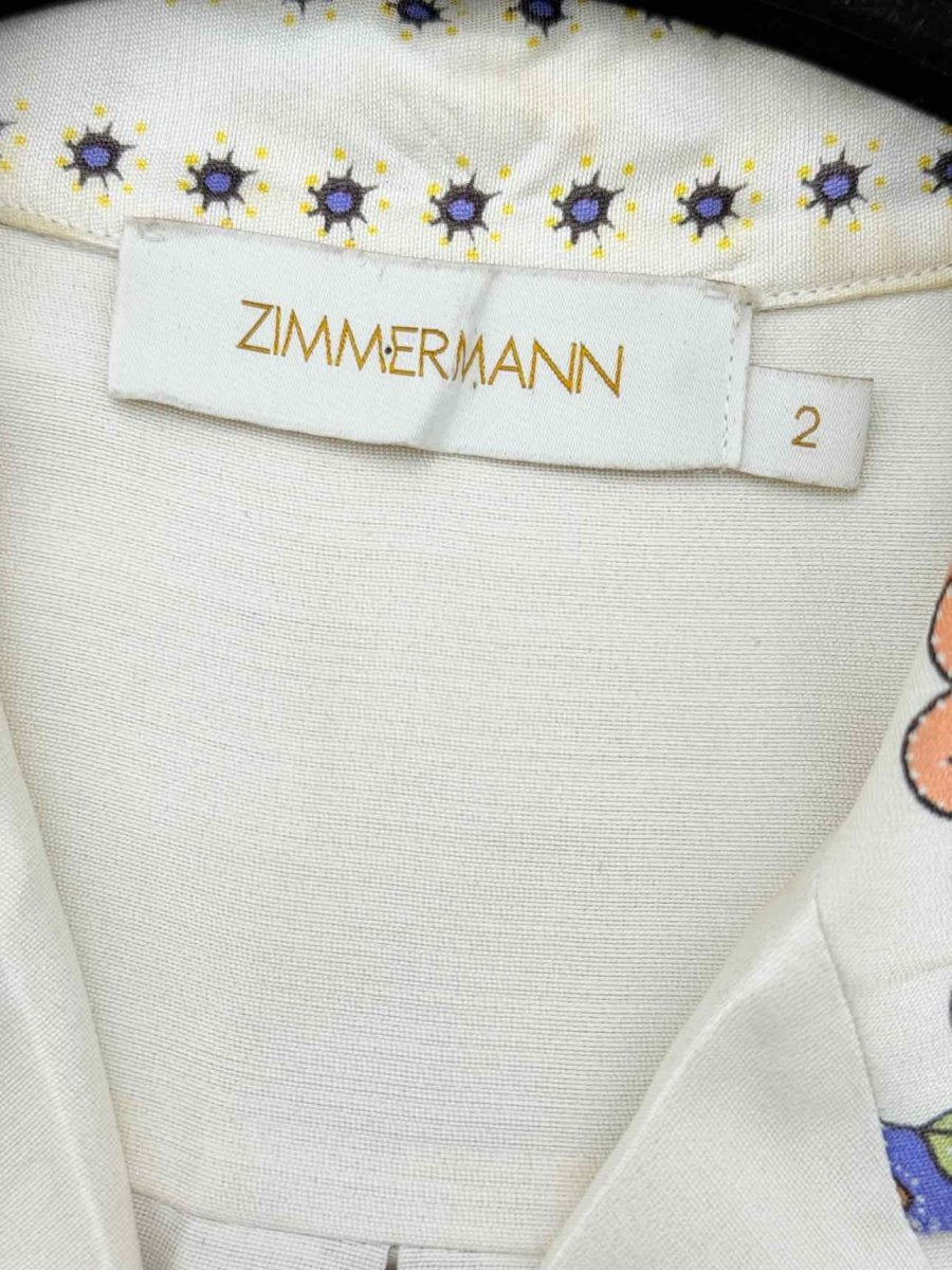 Pre - loved ZIMMERMANN Cream Multicolor Printed Size US 8 Shirt at Reems Closet