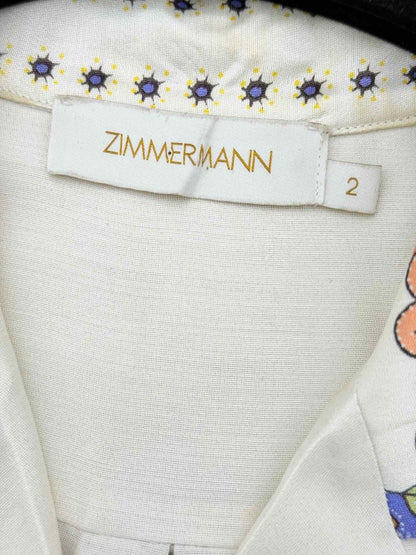 Pre - loved ZIMMERMANN Cream Multicolor Printed Size US 8 Shirt at Reems Closet