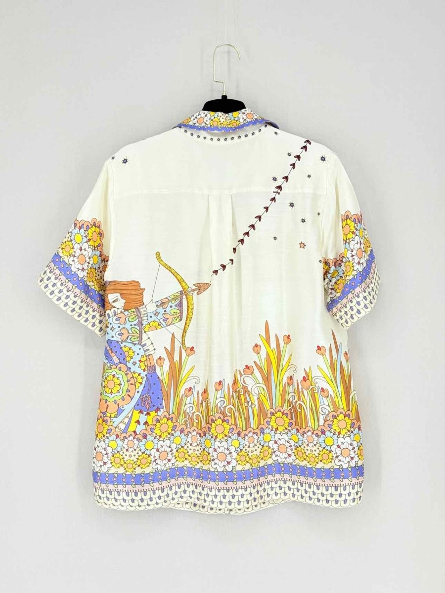 Pre - loved ZIMMERMANN Cream Multicolor Printed Size US 8 Shirt at Reems Closet