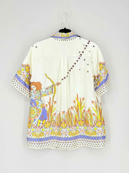 Pre - loved ZIMMERMANN Cream Multicolor Printed Size US 8 Shirt at Reems Closet