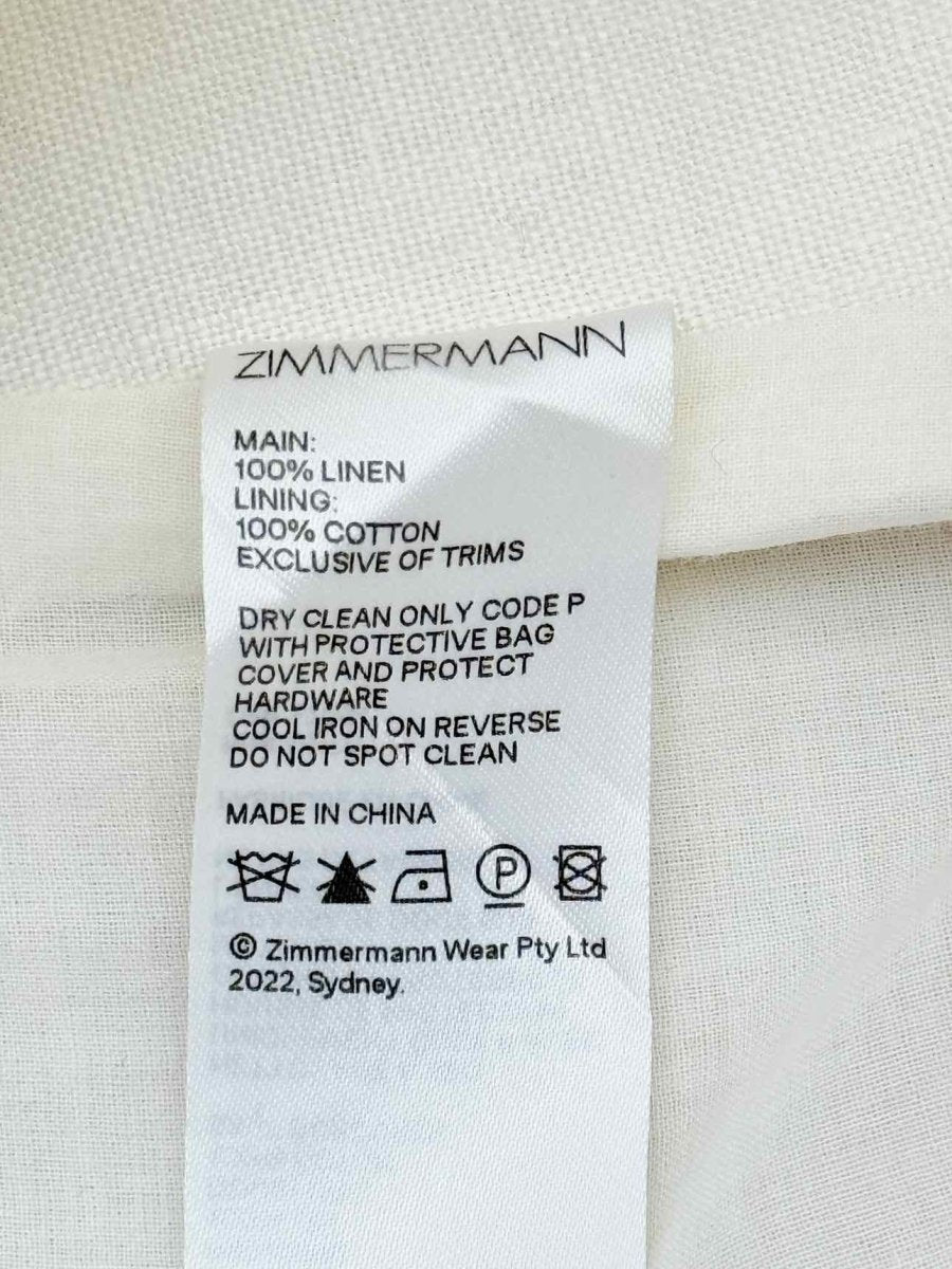Pre - loved ZIMMERMANN Cream Size US 10 Pants at Reems Closet