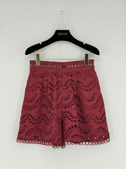 Pre - loved ZIMMERMANN Jaya Wave Burgundy Size US 0 Shorts at Reems Closet