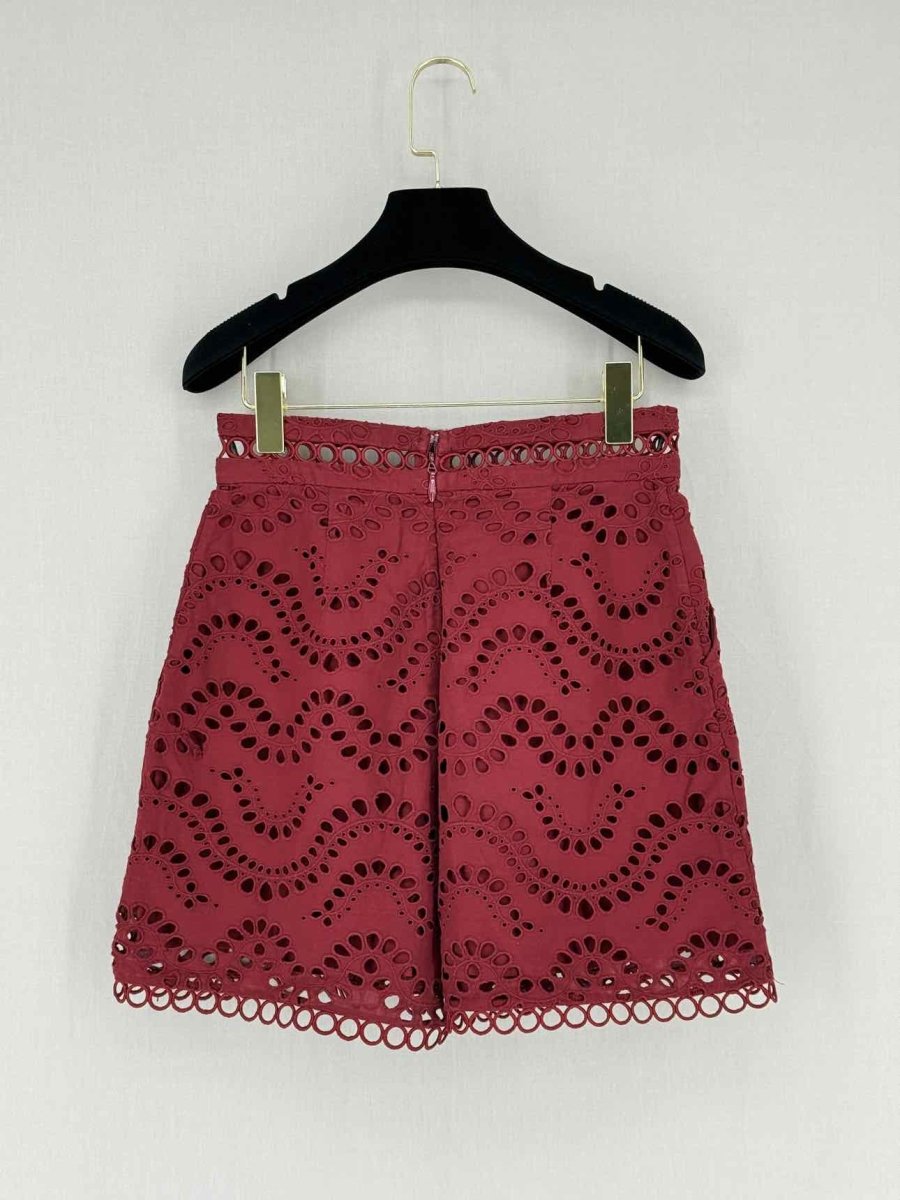 Pre - loved ZIMMERMANN Jaya Wave Burgundy Size US 0 Shorts at Reems Closet