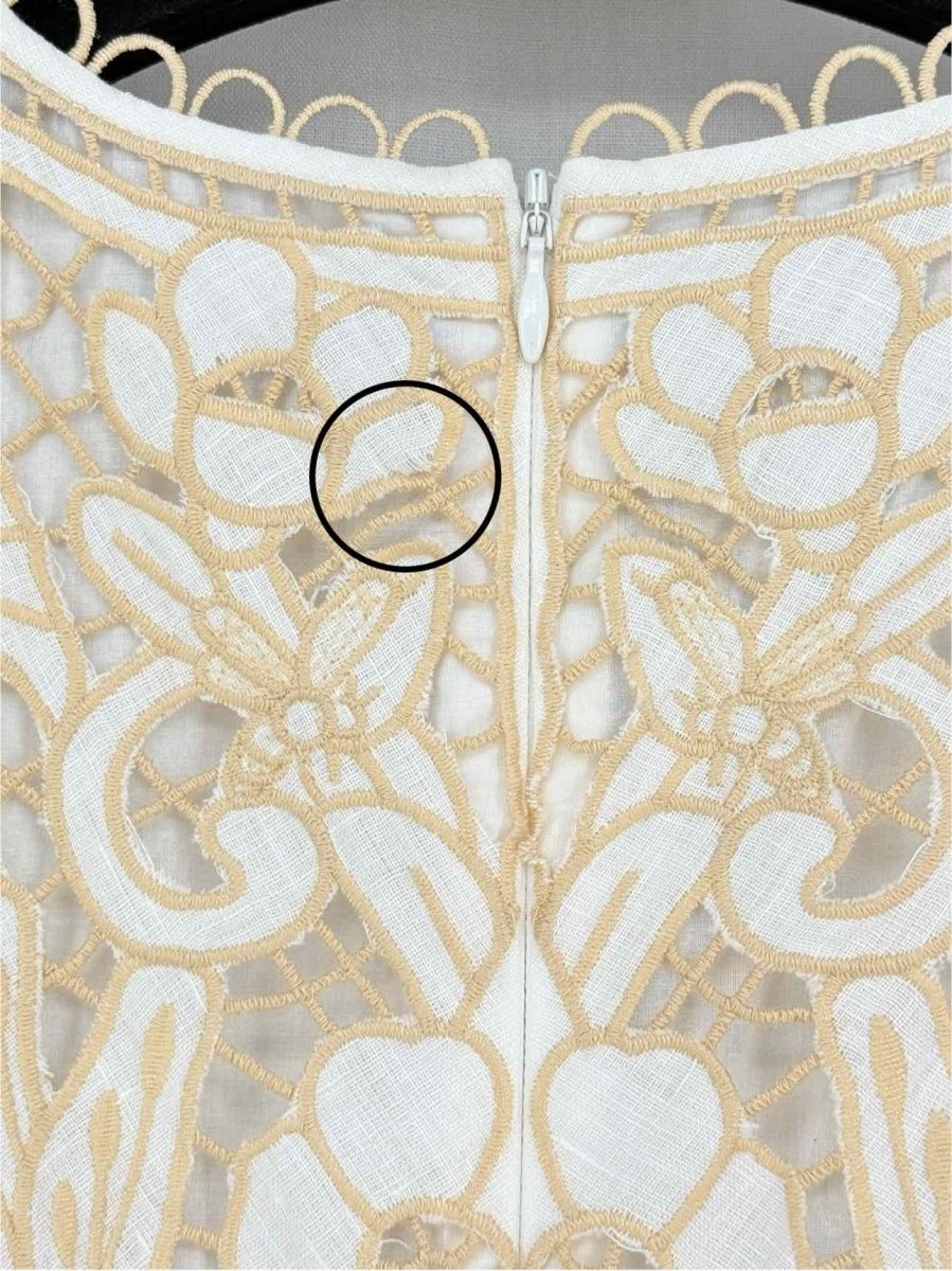 Pre - loved ZIMMERMANN Jeannie White & Gold Size US 12 Midi Dress at Reems Closet
