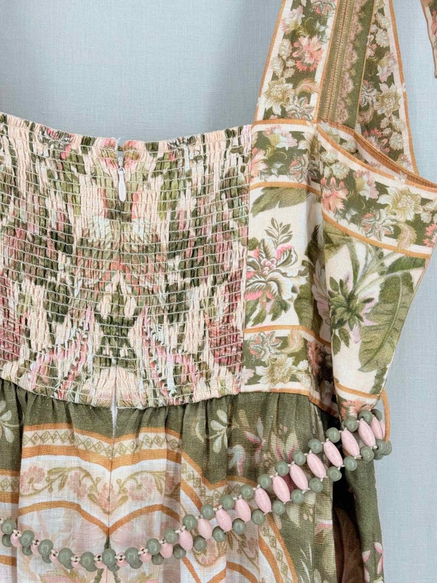 Pre - loved ZIMMERMANN Khaki Multicolor Size US 12 Long Dress at Reems Closet