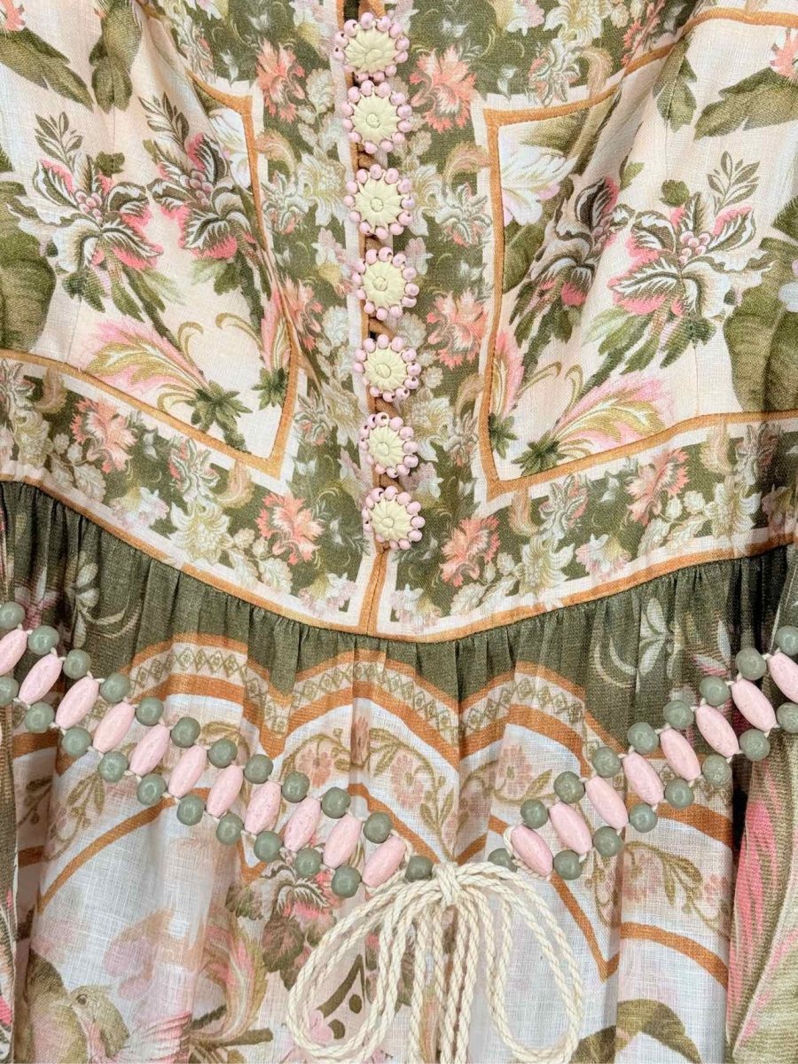 Pre - loved ZIMMERMANN Khaki Multicolor Size US 12 Long Dress at Reems Closet