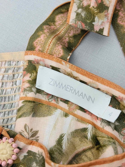 Pre - loved ZIMMERMANN Khaki Multicolor Size US 12 Long Dress at Reems Closet