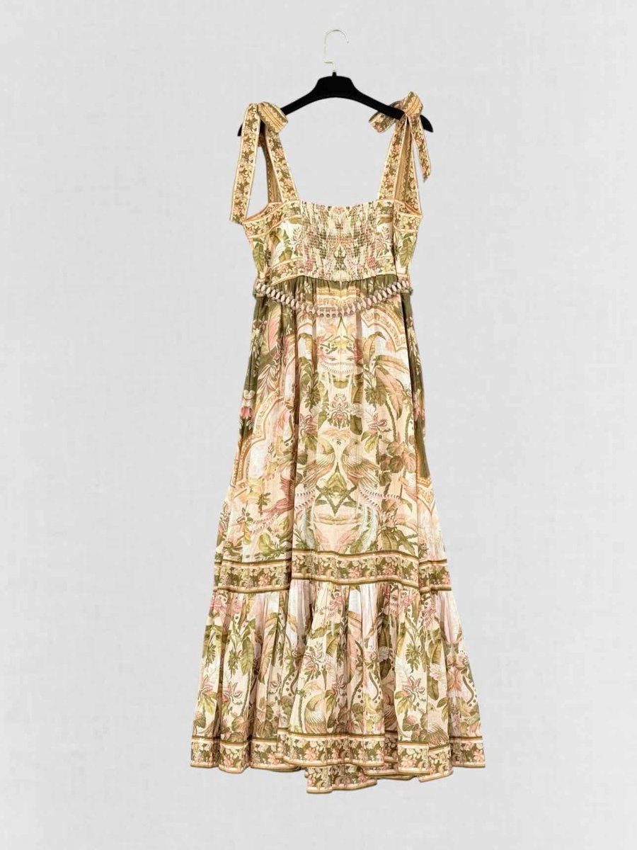 Pre - loved ZIMMERMANN Khaki Multicolor Size US 12 Long Dress at Reems Closet