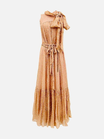 Pre - loved ZIMMERMANN Maxi Peach w/ Gold Polka Dot Long Dress at Reems Closet