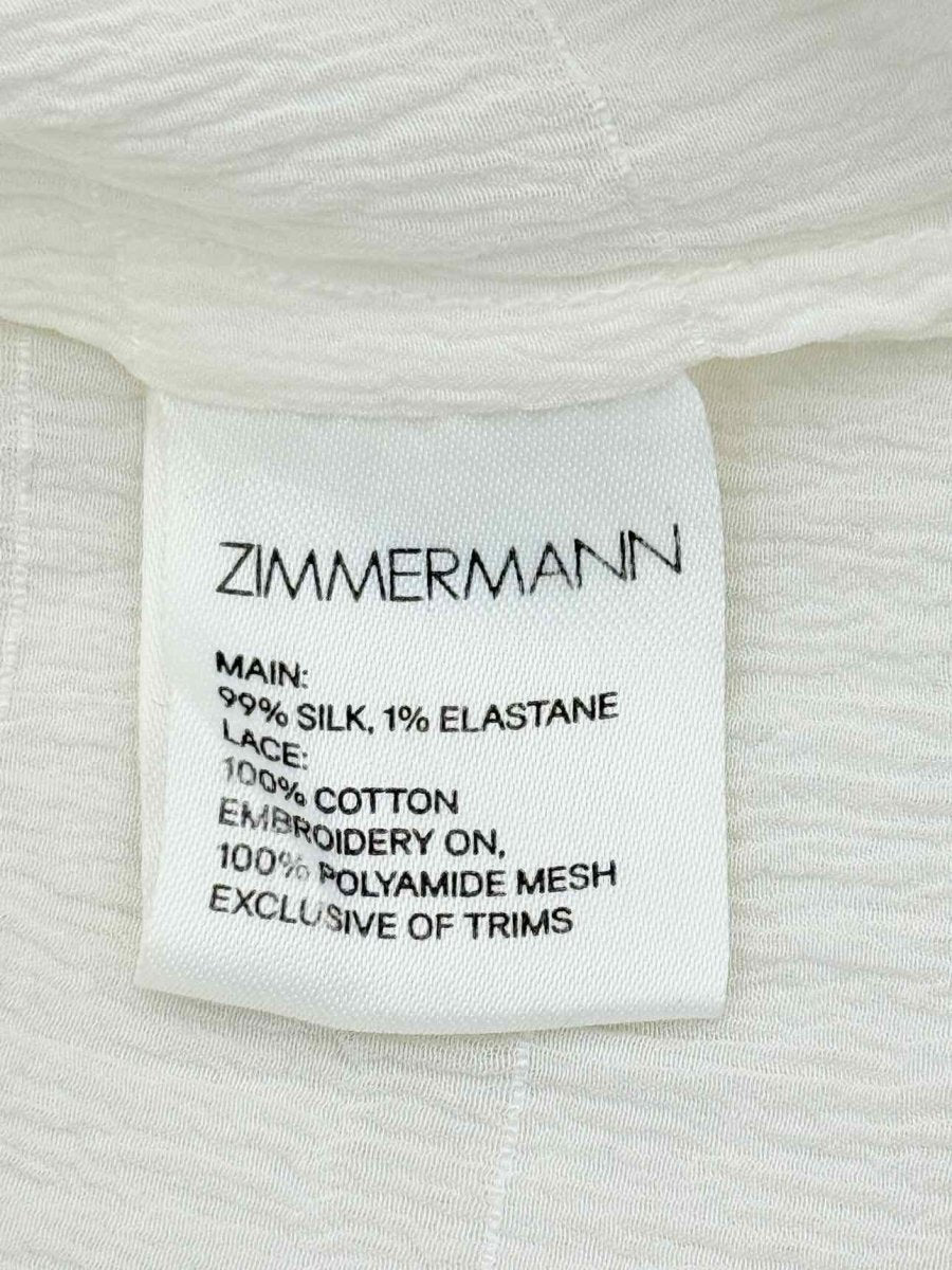 Pre - loved ZIMMERMANN Off - white Frilled Size US 4 Blouse at Reems Closet