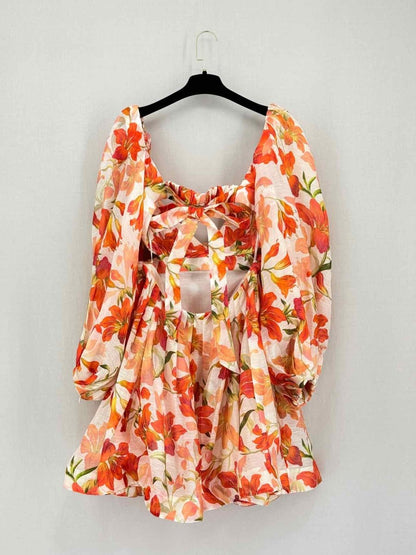 Pre-loved ZIMMERMANN Orange Multicolor Size XLarge Short Dress at Reems Closet