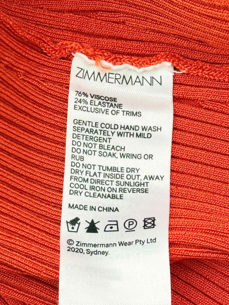 Pre-loved ZIMMERMANN Orange Ribbed Size Medium Tank Top at Reems Closet