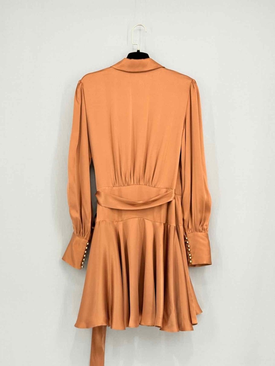 Pre - loved ZIMMERMANN Orange Ruffled Trim Size US 6 Short Dress at Reems Closet