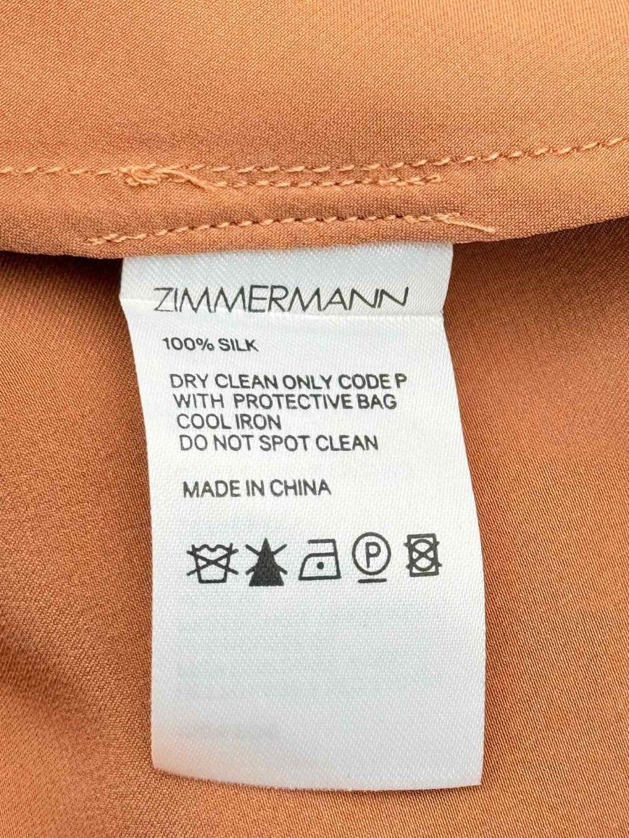 Pre - loved ZIMMERMANN Orange Ruffled Trim Size US 6 Short Dress at Reems Closet