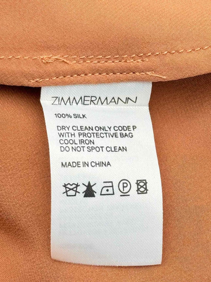 Pre - loved ZIMMERMANN Orange Ruffled Trim Size US 6 Short Dress at Reems Closet