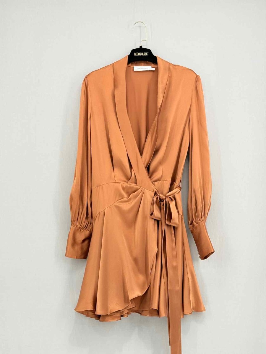 Pre - loved ZIMMERMANN Orange Ruffled Trim Size US 6 Short Dress at Reems Closet