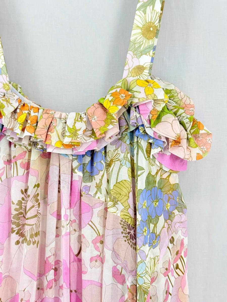Pre - loved ZIMMERMANN Pink Multicolor Floral Size US 10 Long Dress at Reems Closet