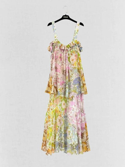 Pre - loved ZIMMERMANN Pink Multicolor Floral Size US 10 Long Dress at Reems Closet