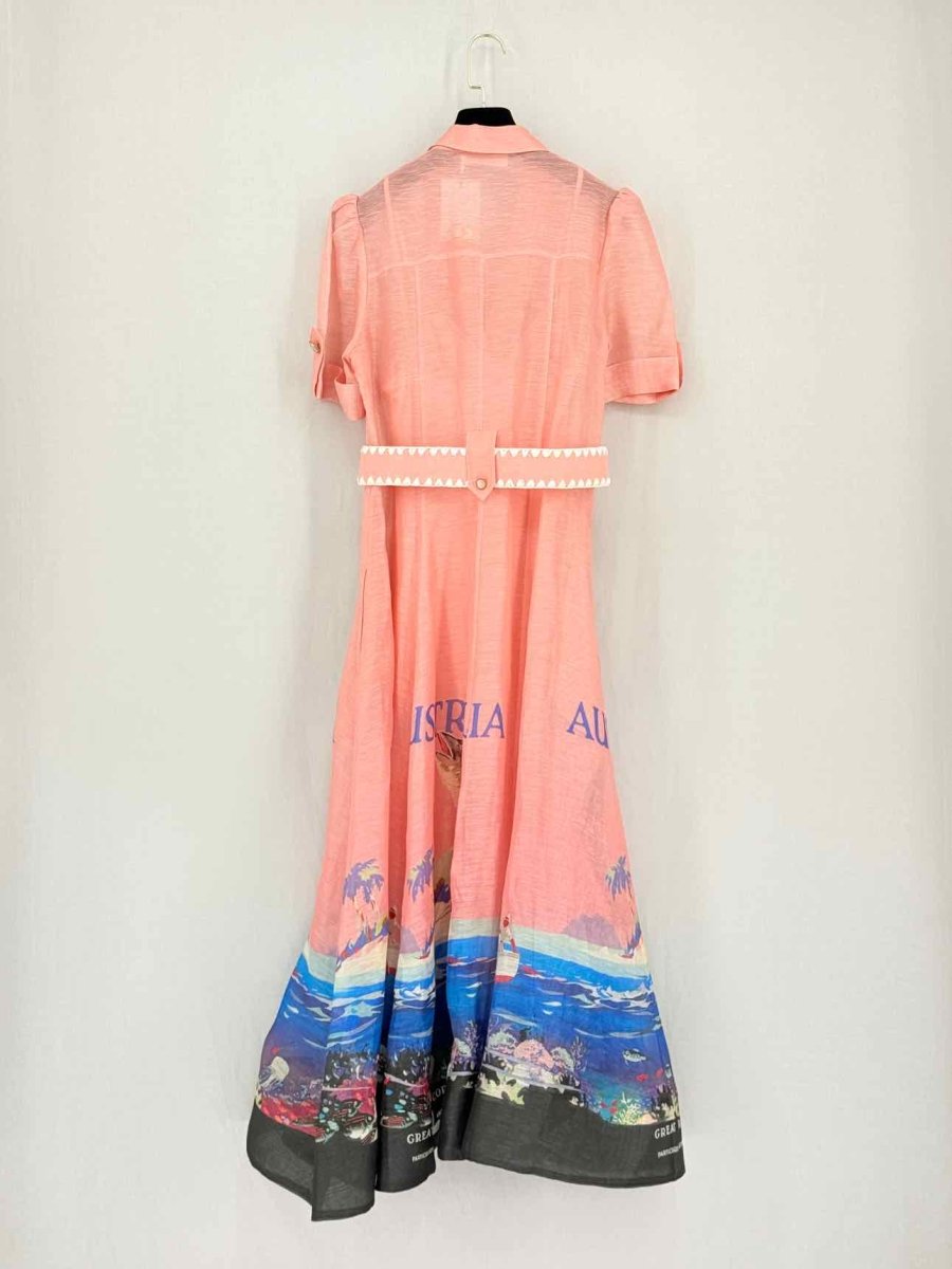 Pre-loved ZIMMERMANN Pink Multicolor Print Size Small Midi Dress at Reems Closet