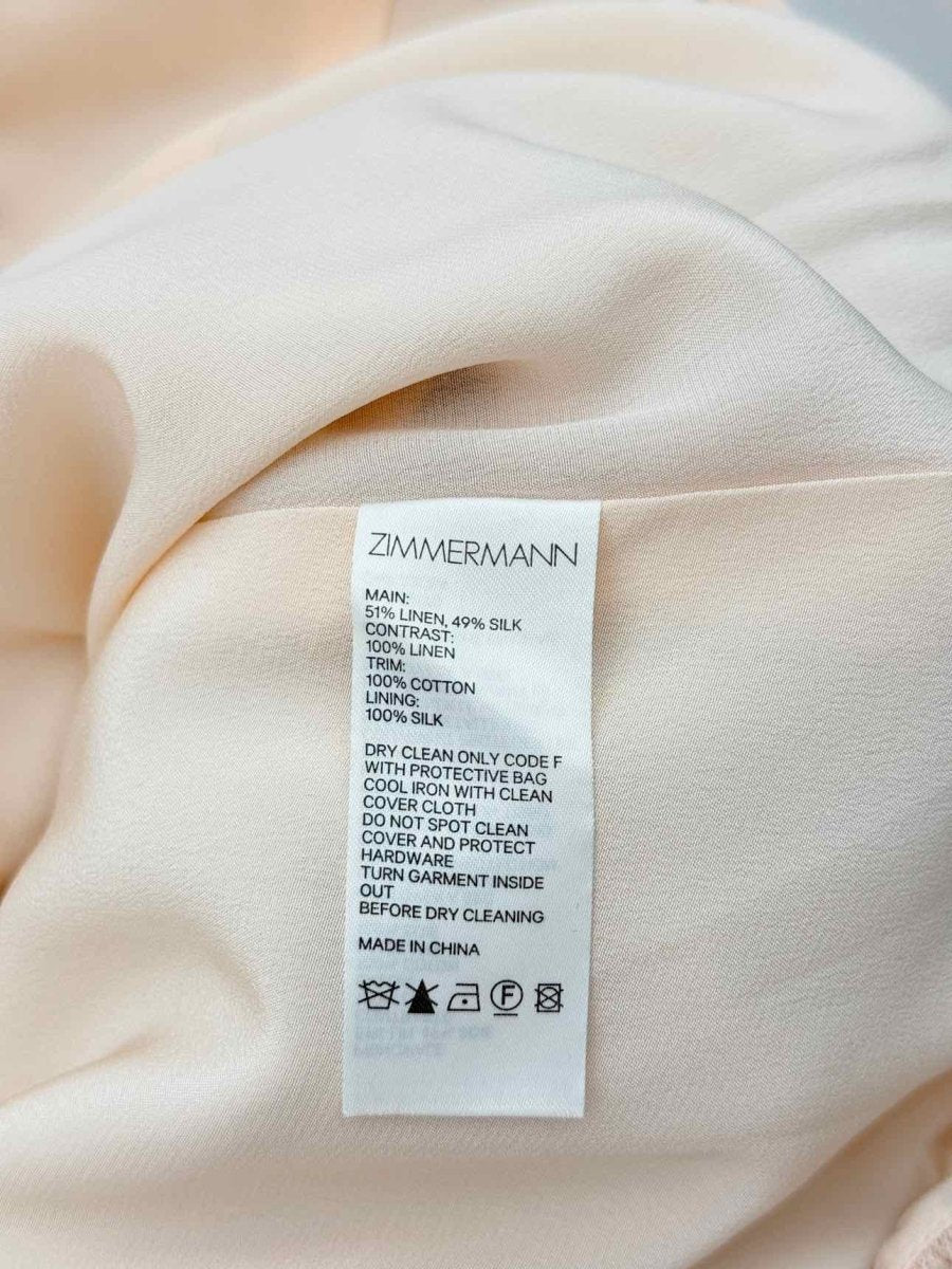 Pre-loved ZIMMERMANN Pink w/ Brown Size Medium Short Dress at Reems Closet