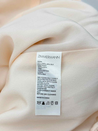 Pre-loved ZIMMERMANN Pink w/ Brown Size Medium Short Dress at Reems Closet