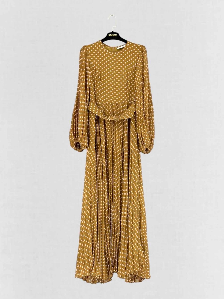Pre - loved ZIMMERMANN Pleated Mustard Size US 6 Long Dress at Reems Closet