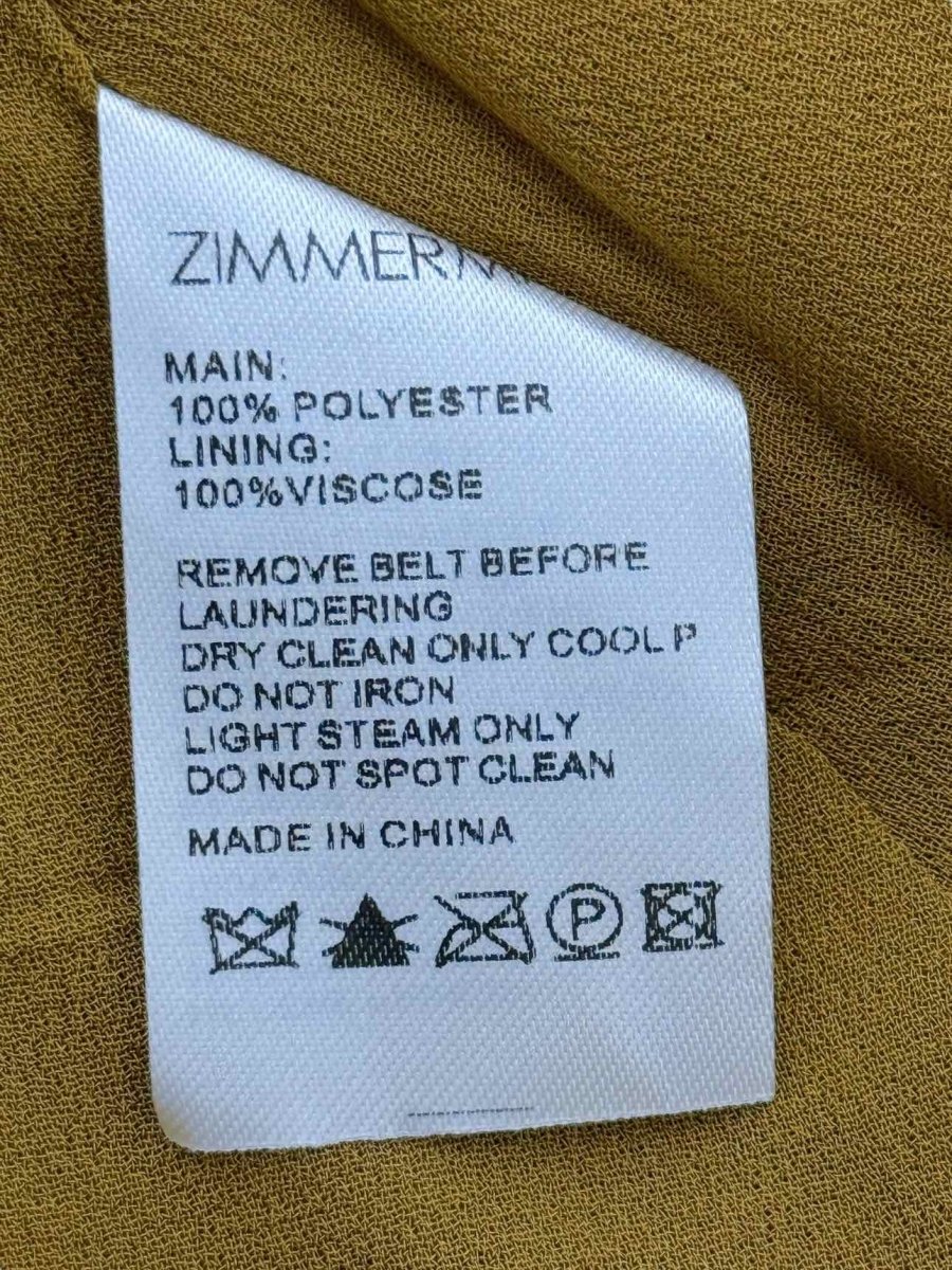 Pre - loved ZIMMERMANN Pleated Mustard Size US 6 Long Dress at Reems Closet