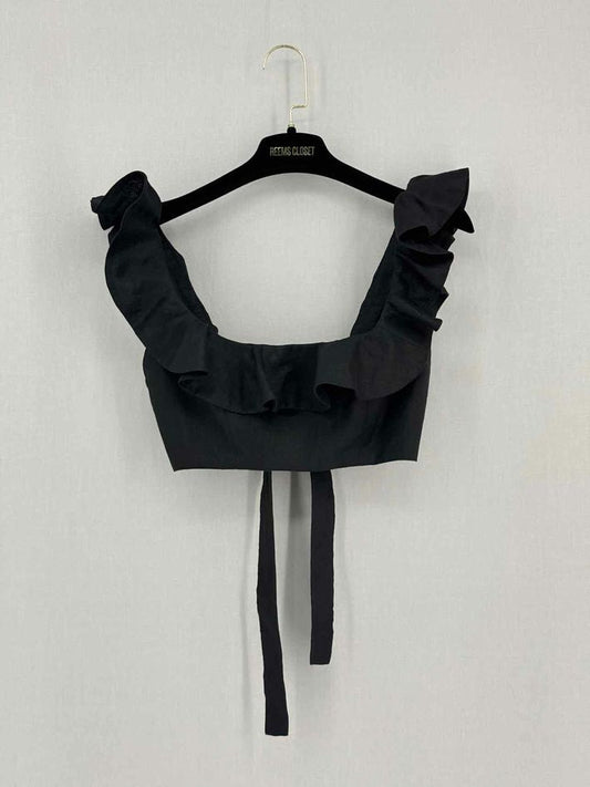 Pre-loved ZIMMERMANN Riders Frilled Black Size Small Top at Reems Closet