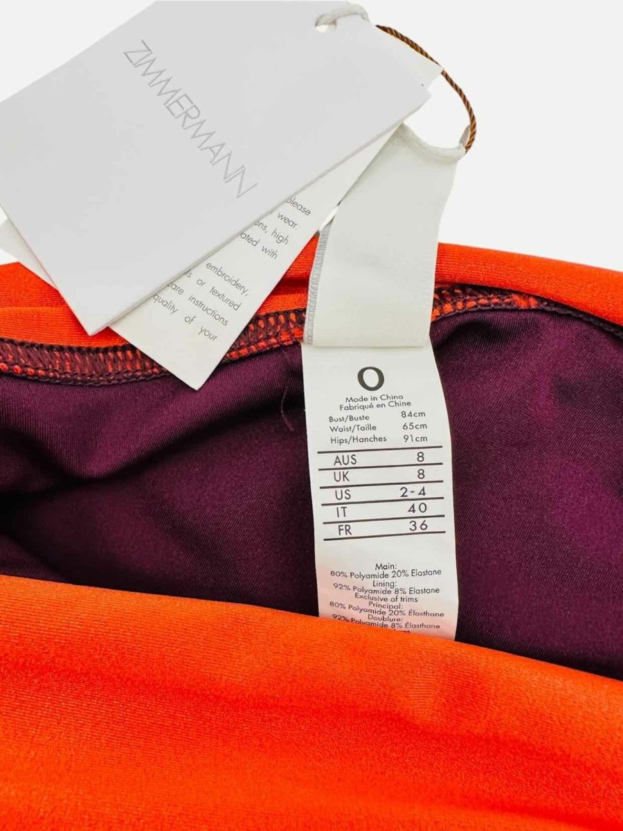 Pre - loved ZIMMERMANN Strapless Burgundy & Red Bikini US2 - 4 at Reems Closet