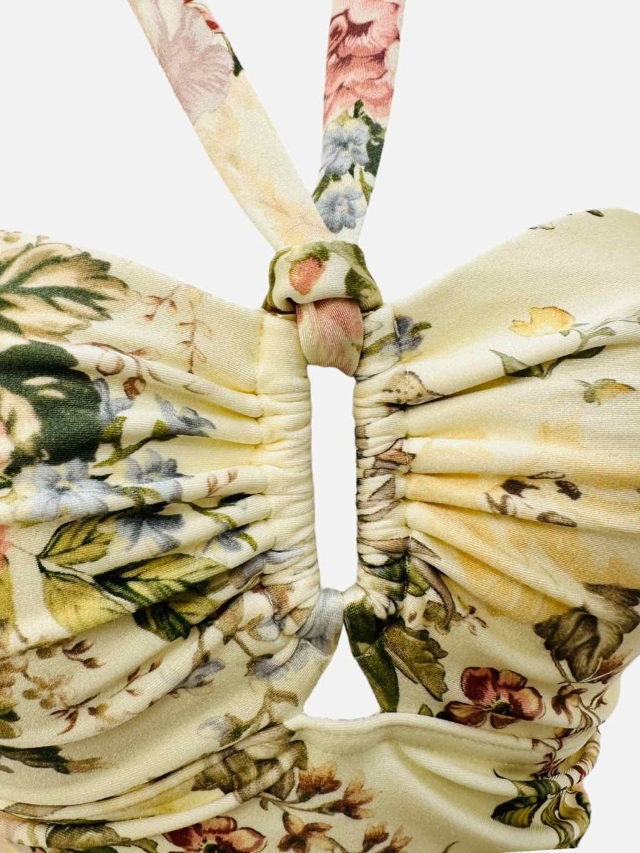 Pre - loved ZIMMERMANN Strapless Cream Multicolor Floral Swimsuit at Reems Closet