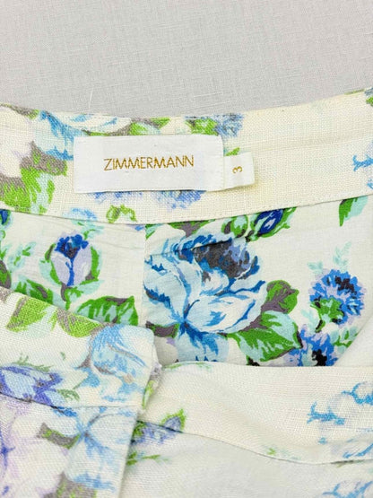 Pre - loved ZIMMERMANN White Multicolor Floral Size US 10 Pants at Reems Closet