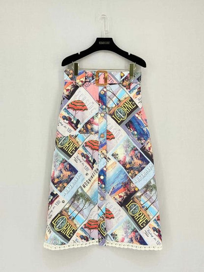 Pre-loved ZIMMERMANN White Multicolor Size Small Midi Skirt at Reems Closet