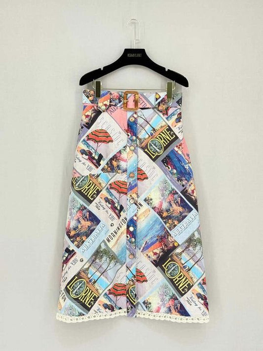 Pre-loved ZIMMERMANN White Multicolor Size Small Midi Skirt at Reems Closet