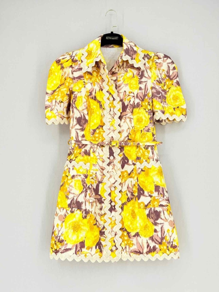 Pre - loved ZIMMERMANN Yellow Multicolor Size Medium Short Dress at Reems Closet