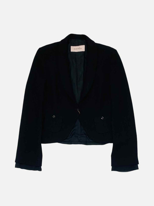 Pre - loved ZINNIA Single Breasted Black Size US 12 Blazer at Reems Closet