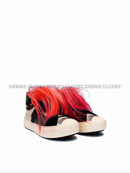 FENDI Karlito Cream Multicolor Fur Sneakers