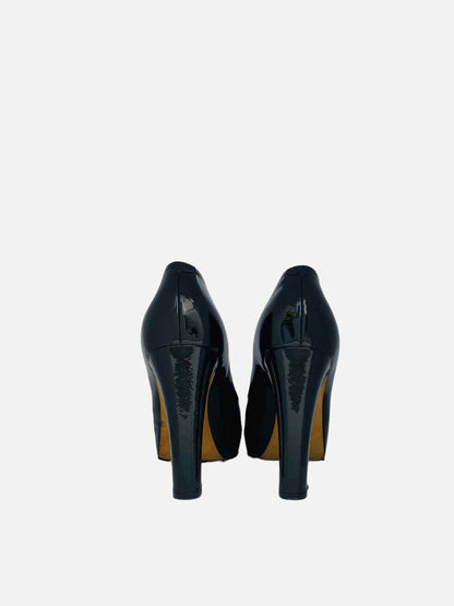 Pre - loved CHANEL Black Cap Toe Pumps at Reems Closet