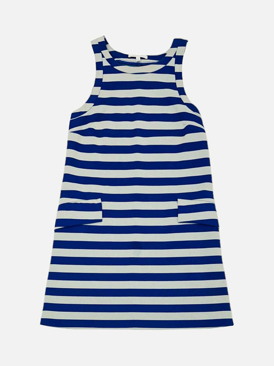 Pre - loved PATRIZIA PEPE Blue & Grey Striped Mini Dress at Reems Closet