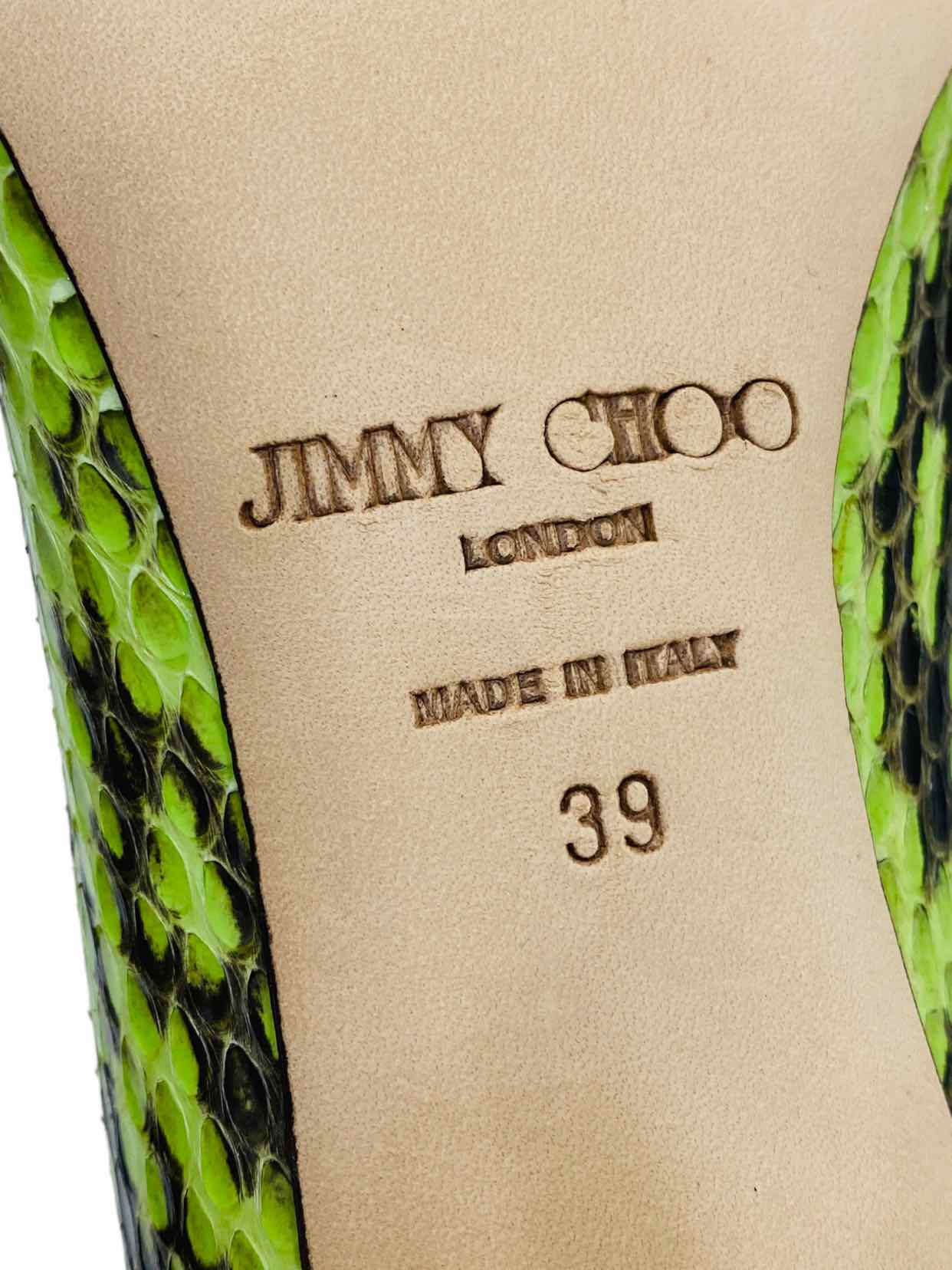 JIMMY CHOO Pointed Toe Lime Green & Black Pumps