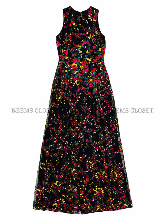 ELIE SAAB Sleeveless Black Multicolor Long Dress