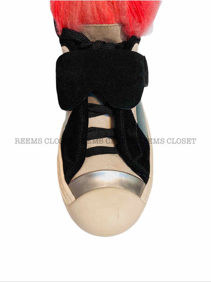 FENDI Karlito Cream Multicolor Fur Sneakers