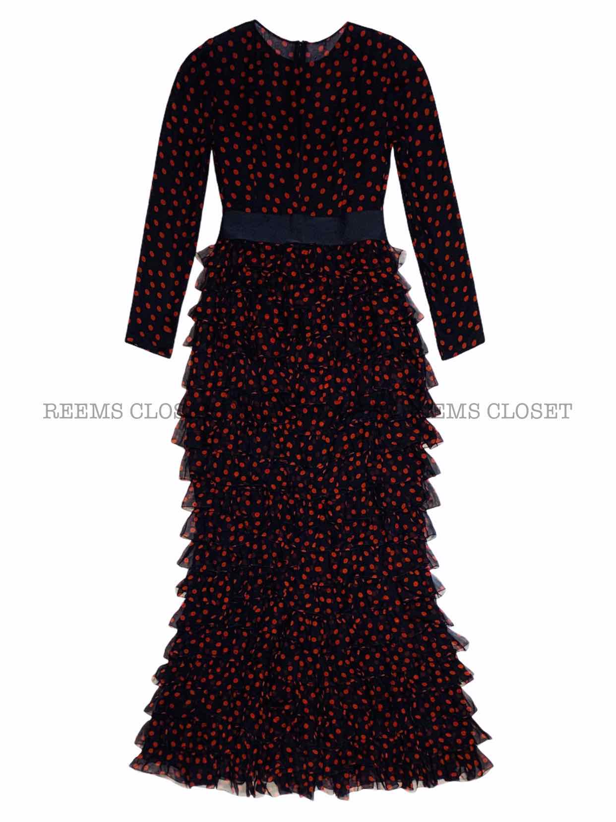 Pre-loved DOLCE & GABBANA Layered Black & Red Evening Dress - Reems Closet